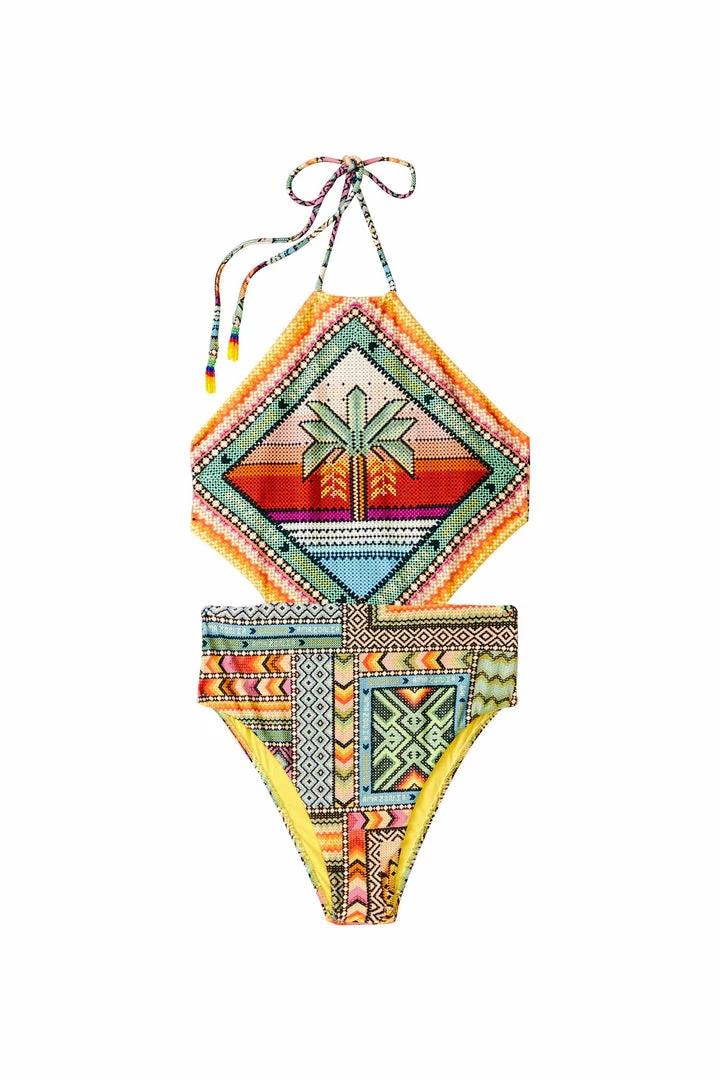 FARM RIO New In Banana Scarves One-Piece Swimsuit