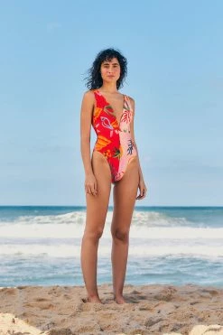 FARM RIO Mixed Fruits Ocean One Piece Swimsuit New In