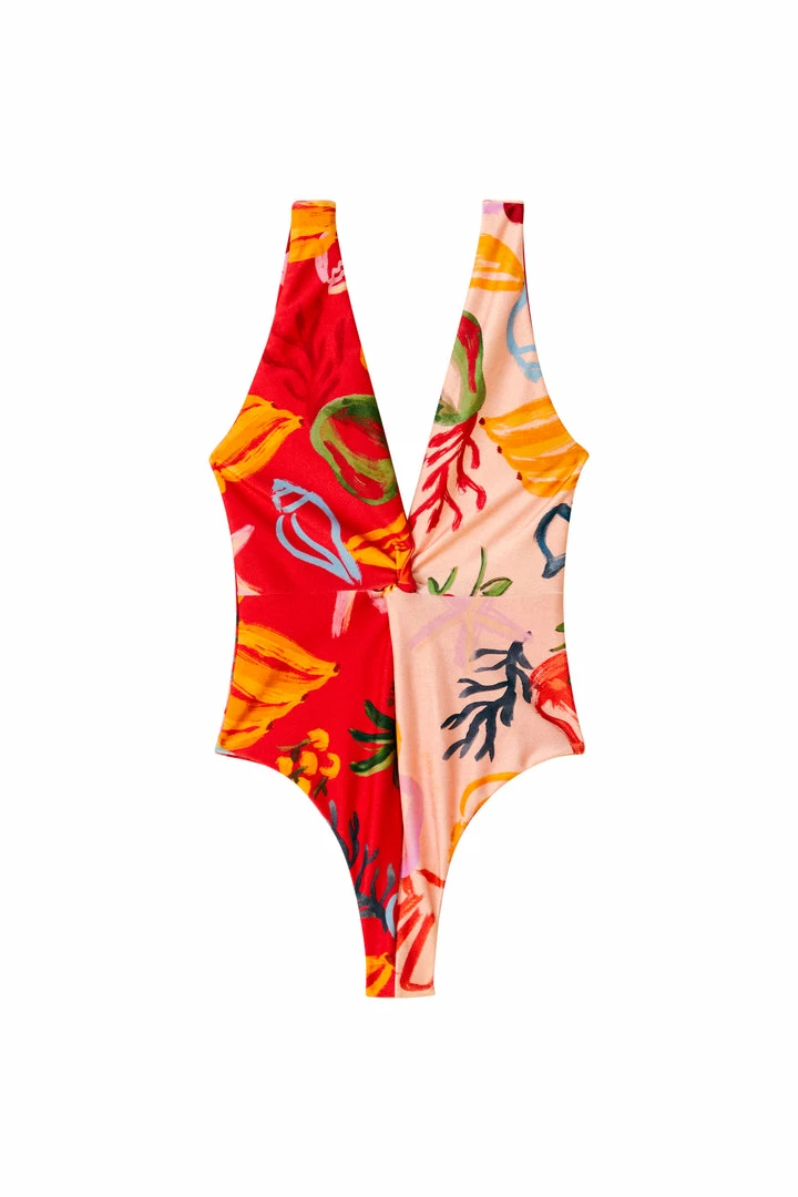 FARM RIO Mixed Fruits Ocean One Piece Swimsuit New In