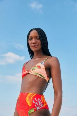 FARM RIO MIXED FRUITS OCEAN BIKINI TOP