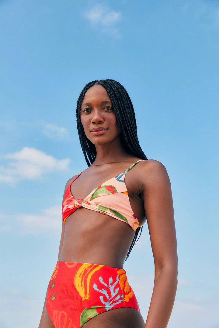 FARM RIO MIXED FRUITS OCEAN BIKINI TOP