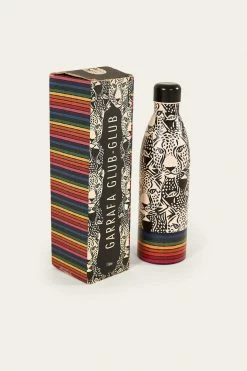 FARM RIO B&W MIDNIGHT LEOPARDS WATER BOTTLE