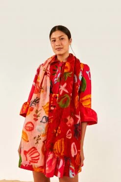FARM RIO MIXED FRUITS OCEAN SCARF New In