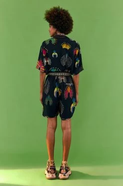 FARM RIO BLACK WONDERFUL HEADDRESS UNISEX SHORTS New In