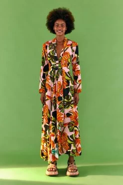 FARM RIO Pink Toucananas Maxi Dress