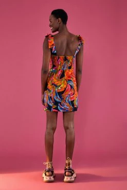 FARM RIO RAINBOW BANANAS MINI DRESS Most Loved