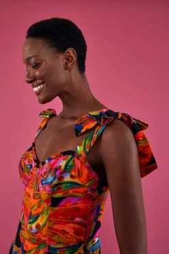 FARM RIO RAINBOW BANANAS MINI DRESS Most Loved