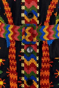 FARM RIO BLACK MACAW NIGHT LONG SLEEVE MINI DRESS