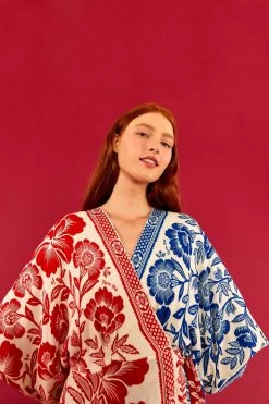 FARM RIO MIXED PINEAPPLE GARDEN WRAP DRESS