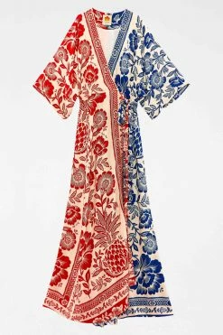 FARM RIO MIXED PINEAPPLE GARDEN WRAP DRESS