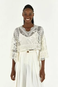 FARM RIO Off White Guipure Blouse Most Loved