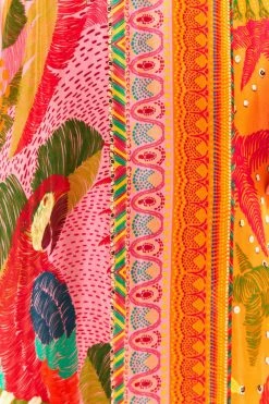 FARM RIO New In Mixed Scarves Midi Skirt