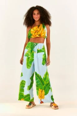 FARM RIO New In Blue Fresh Bananas One Shoulder Knot Top