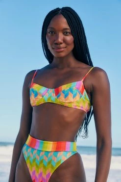 FARM RIO LIGHT CHEVRON BIKINI BRA TOP