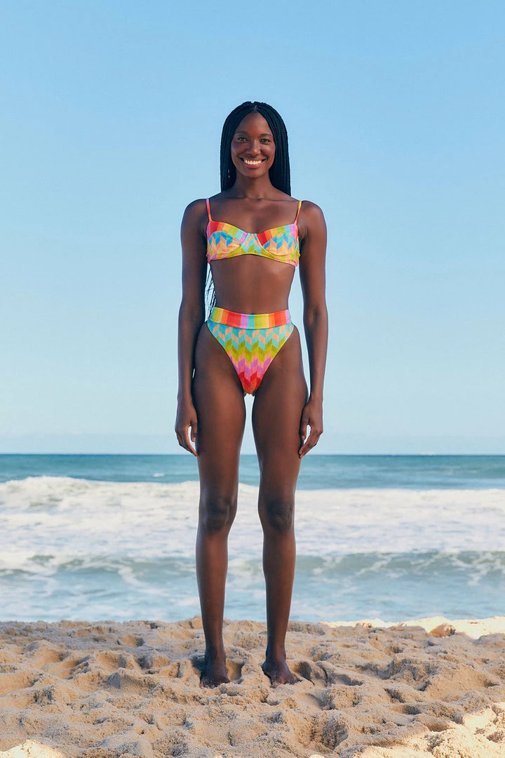 FARM RIO Swimwear Light Chevron High Rise Bikini Bottom