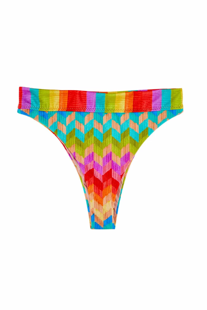 FARM RIO Swimwear Light Chevron High Rise Bikini Bottom