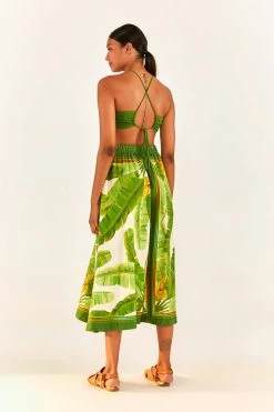 FARM RIO New In Green Monstera Top