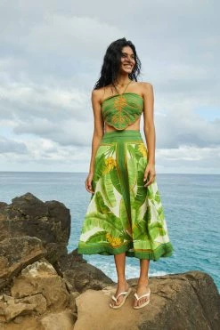 FARM RIO New In Green Monstera Top