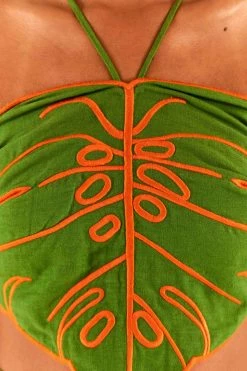 FARM RIO New In Green Monstera Top