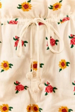 FARM RIO Mixed Cross Stitch Flowers Pants New In