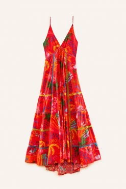 FARM RIO New In Red Good Vibes V Neck Maxi Dress