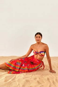 FARM RIO New In Red Good Vibes Wrap Skirt