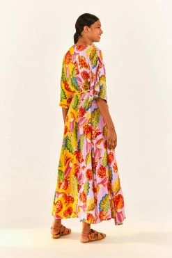 FARM RIO New In Mixed Beaks & Bananas Maxi Wrap Dress