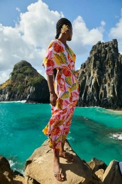 FARM RIO New In Mixed Beaks & Bananas Maxi Wrap Dress