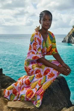 FARM RIO New In Mixed Beaks & Bananas Maxi Wrap Dress