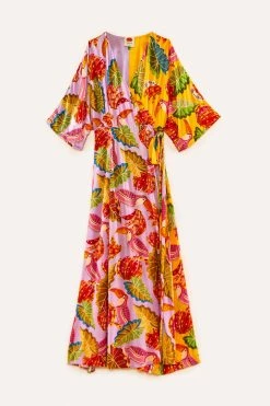 FARM RIO New In Mixed Beaks & Bananas Maxi Wrap Dress