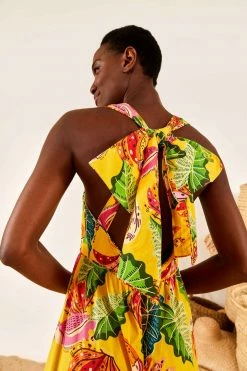 FARM RIO Yellow Beaks & Bananas Maxi Dress