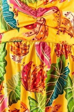 FARM RIO Yellow Beaks & Bananas Maxi Dress