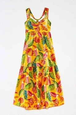 FARM RIO Yellow Beaks & Bananas Maxi Dress