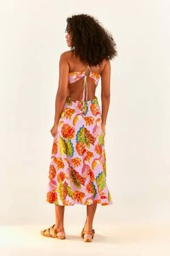 FARM RIO Lilac Beaks & Bananas Midi Dress New In