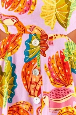 FARM RIO Lilac Beaks & Bananas Midi Dress New In