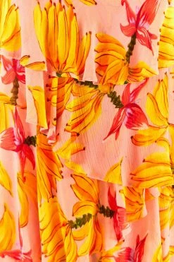 FARM RIO New In Banana Taste Ruffle Midi Dress