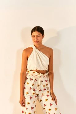 FARM RIO New In Off-White One Shoulder Knot Top