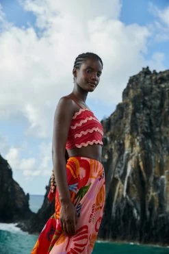 FARM RIO Red Wrap Top New In