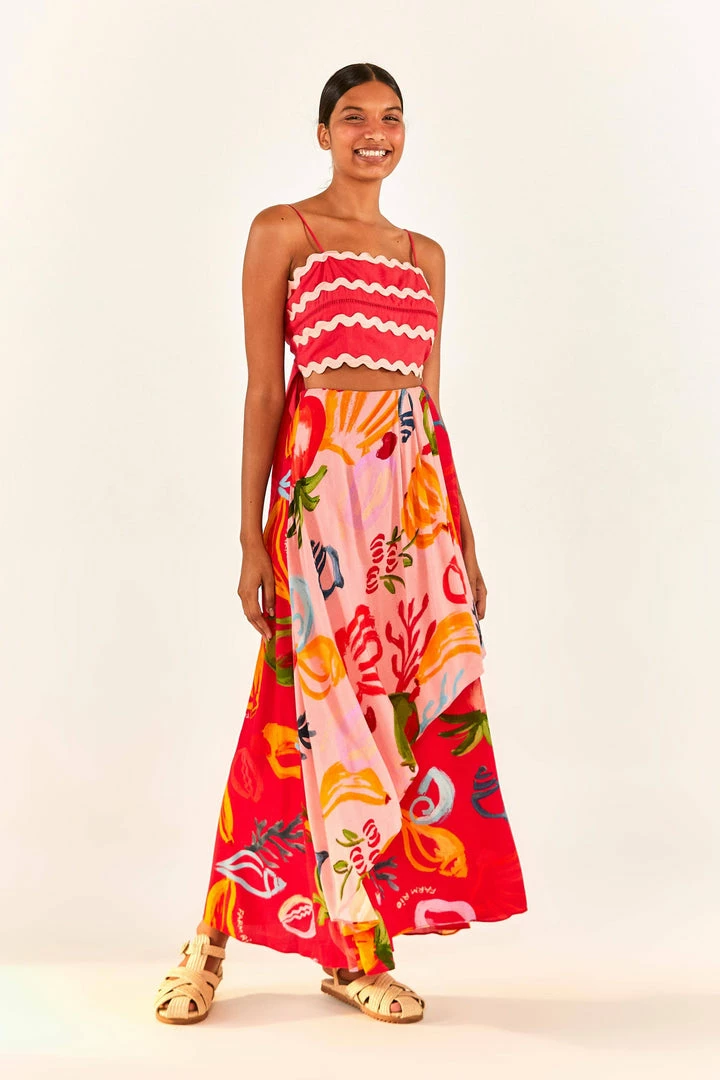 FARM RIO Red Wrap Top New In