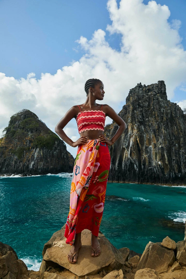 FARM RIO Red Wrap Top New In