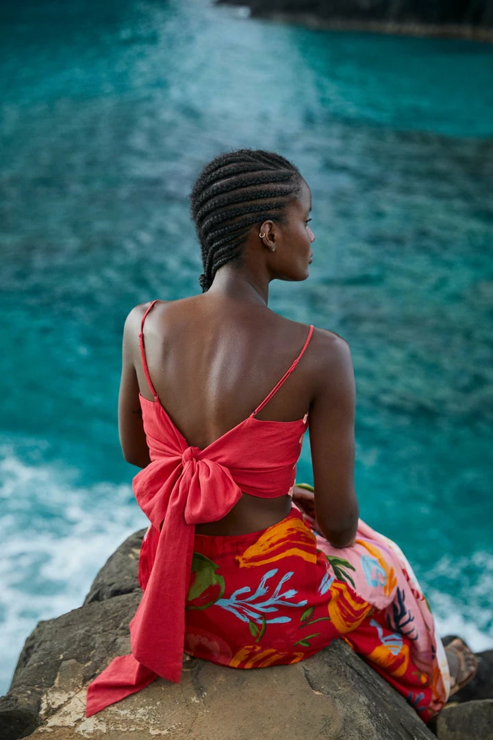 FARM RIO Red Wrap Top New In