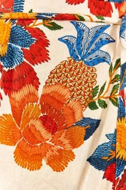 FARM RIO New In White Pineapple Flowers Midi Dress