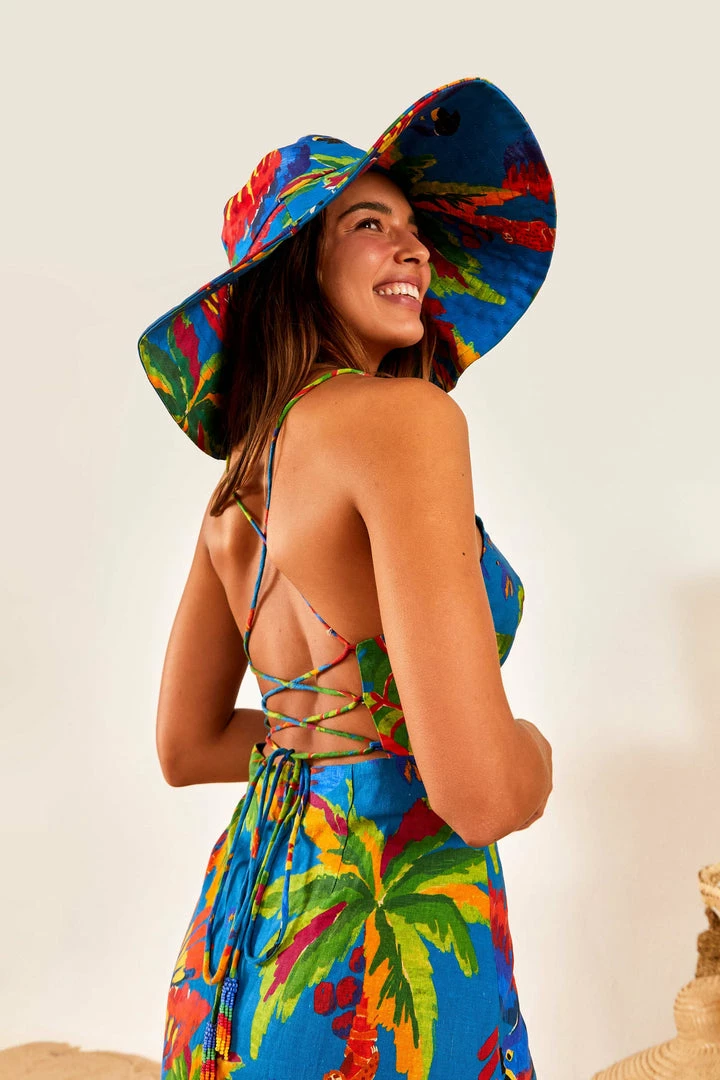 FARM RIO Blue Sunny Day Mini Dress New In