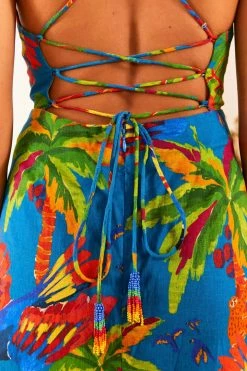 FARM RIO Blue Sunny Day Mini Dress New In