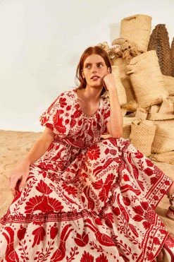 FARM RIO Jungle Flow Tiered Maxi Skirt New In