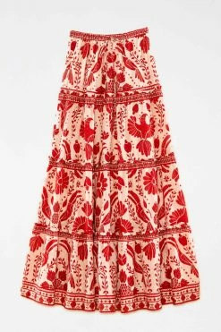 FARM RIO Jungle Flow Tiered Maxi Skirt New In