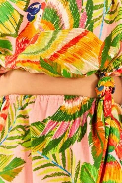 FARM RIO Macaw Leaves One-Shoulder Mini Dress