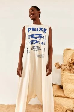 FARM RIO White Peixe Jersey Jumpsuit New In