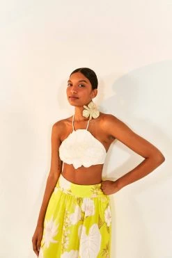 FARM RIO New In White Flower Crop Top