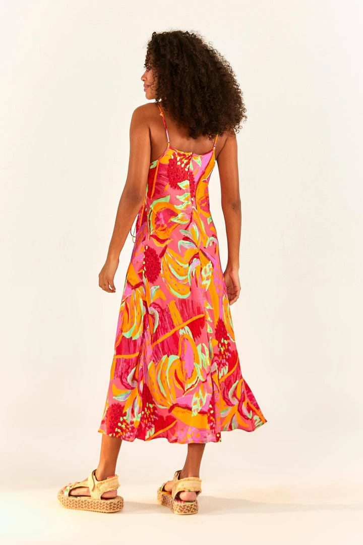 FARM RIO Fruit Brush Cut Out Midi Dress